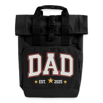 Benutzerdefiniertes Papa-Geburtstags-Icon-Design - Rolltop Rucksack mit zwei Griffen - Schwarz - Vorne