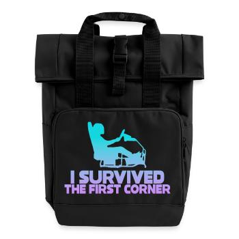 I Survived The First Corner - Roll Top Backpack with Two Handles - black - Front