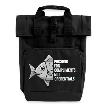 Phishing for Compliments Cyber Security - Roll Top Backpack with Two Handles - black - Front