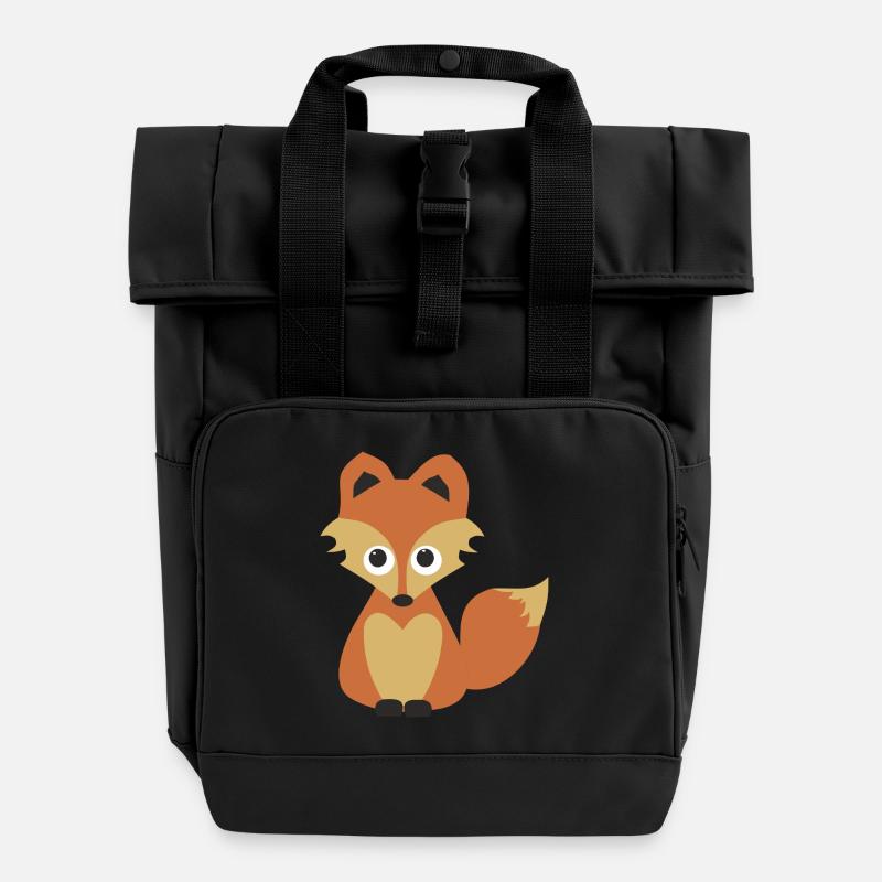 Fuchs - Rolltop Rucksack mit zwei Griffen - Schwarz