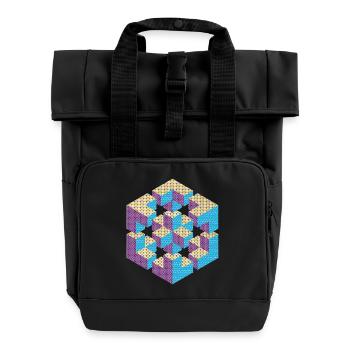 unmögliche Figur Escher Würfel Geometrie Phantasie - Rolltop Rucksack mit zwei Griffen - Schwarz - Vorne