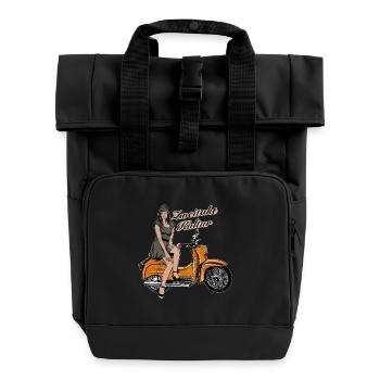 Simson Schwalbe KR51 Vintage Retro Verkehrsorange - Rolltop Rucksack mit zwei Griffen - Schwarz - Vorne