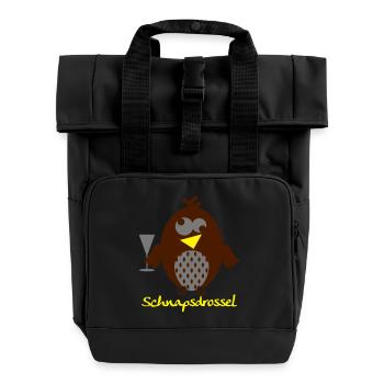 Schnapsdrossel - Rolltop Rucksack mit zwei Griffen - Schwarz - Vorne