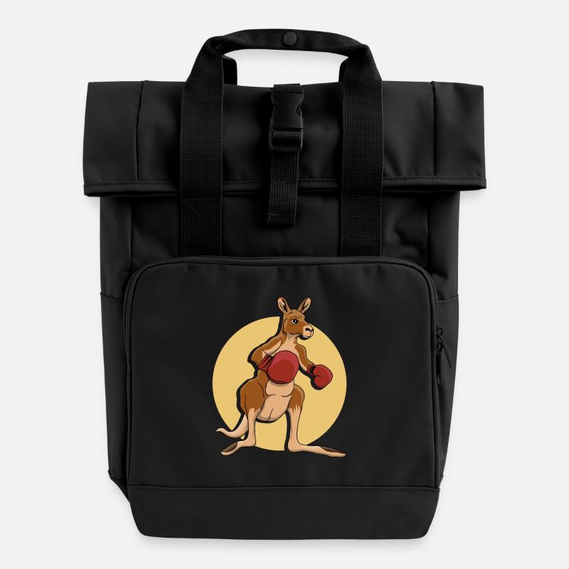 Kenguru nyrkkeilijä - Rolltop-reppu kahdella kahvalla - musta