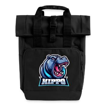 Nilpferd - Rolltop Rucksack mit zwei Griffen - Schwarz - Vorne