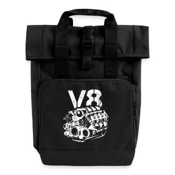 Moteur V8 musclecar bigblock voiture logo icône - Sac à dos Roll Top à deux anses - noir - Devant