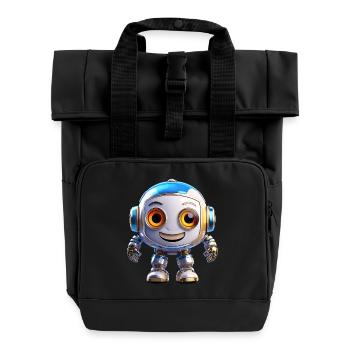 Robot - Roll Top Backpack with Two Handles - black - Front