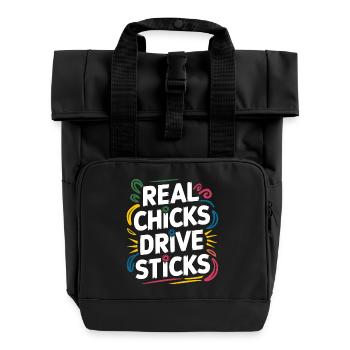 Car sayings for women with style - Roll Top Backpack with Two Handles - black - Front