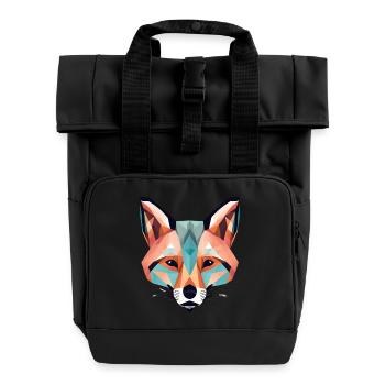 Geometric fox fox gift geometry - Roll Top Backpack with Two Handles - black - Front