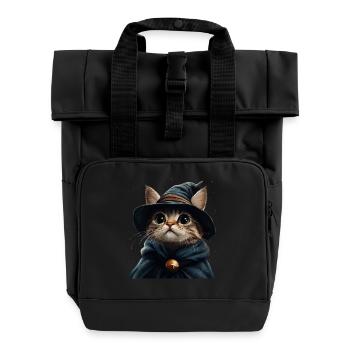 Drôle de chaton en tant que magicien - Sac à dos Roll Top à deux anses - noir - Devant