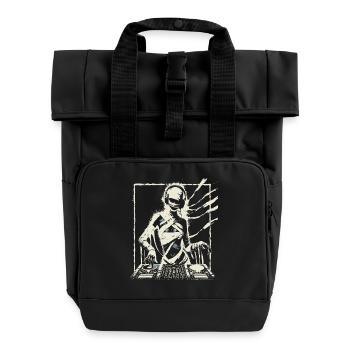 Futuristic DJ with Glitch Effects. - Roll Top Backpack with Two Handles - black - Front