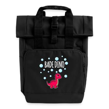 Bath Dino Baby Bronto - Roll Top Backpack with Two Handles - black - Front
