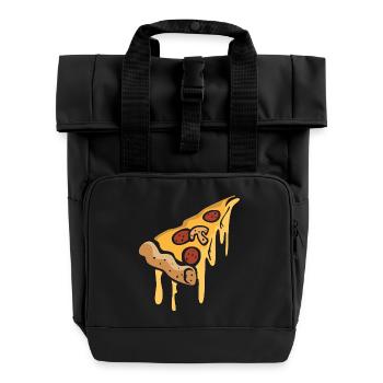 Labbrige Pizza Cartoon Slice - Rolltop Rucksack mit zwei Griffen - Schwarz - Vorne
