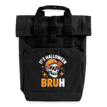 Bruh Skull Halloween Tee - Roll Top Backpack with Two Handles - black - Front