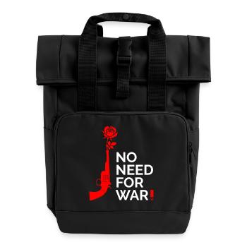 NO WAR - Rolltop Rucksack mit zwei Griffen - Schwarz - Vorne