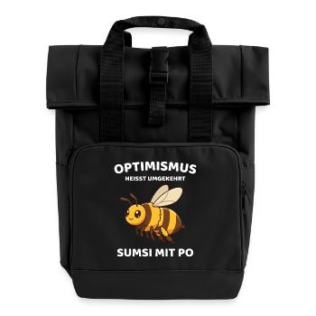 Optimism is conversely called Sumsi with Po Bee - Roll Top Backpack with Two Handles - black - Front