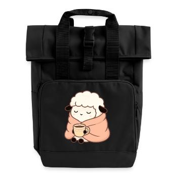 Mouton au thé – Illustration calme - Sac à dos Roll Top à deux anses - noir - Devant
