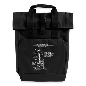 Plan de brevet de tampon vintage autoencré - Sac à dos Roll Top à deux anses - noir - Devant