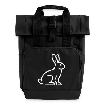 Silhouette de lapin – Design animal minimaliste - Sac à dos Roll Top à deux anses - noir - Devant