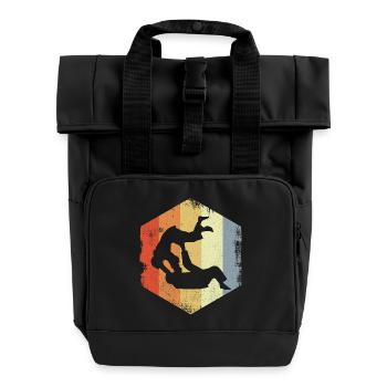 Vintage Judo Fighter - Roll Top Backpack with Two Handles - black - Front