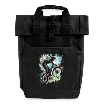 Mtb - Rolltop Rucksack mit zwei Griffen - Schwarz - Vorne