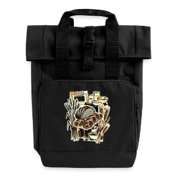 Baking Baker Vintage - Roll Top Backpack with Two Handles - black - Front