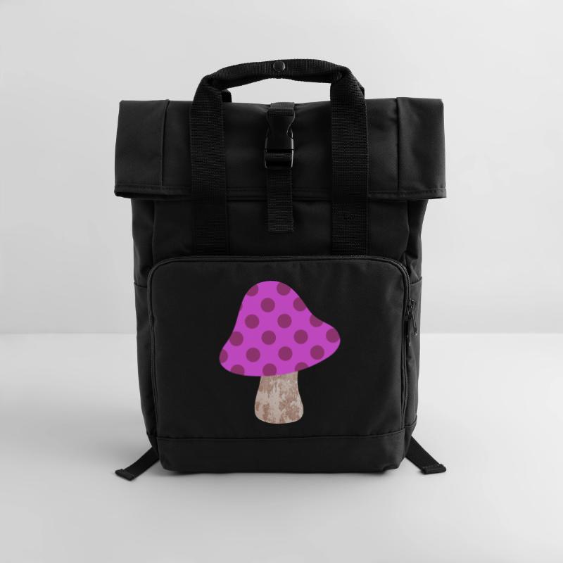 Motif de points champignons Points Points Roses Bonheur de la chambre de bébé Sac à dos Roll Top à deux anses