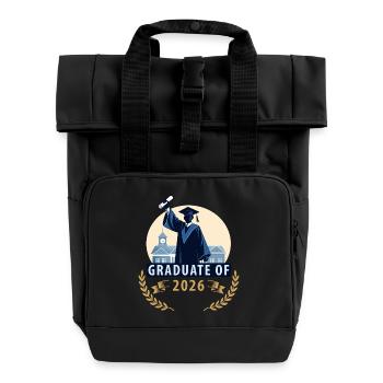 Graduate 2026 with a diploma - Roll Top Backpack with Two Handles - black - Front