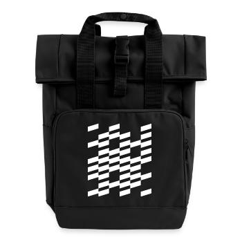 Diagonal Plaid Geometric design - Roll Top Backpack with Two Handles - black - Front