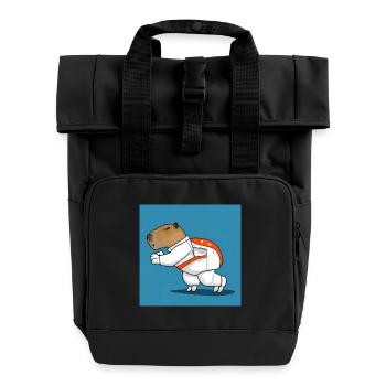 Capybara-Astronaut - Rolltop Rucksack mit zwei Griffen - Schwarz - Vorne