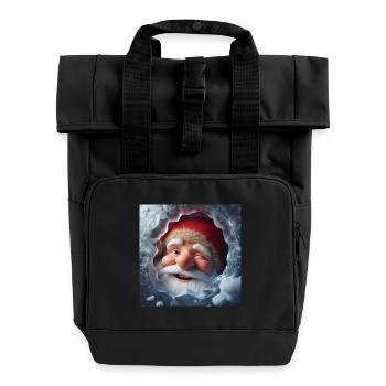Imp looking through ice laughing - Roll Top Backpack with Two Handles - black - Front