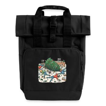 Exuberant Christmas tree party - Roll Top Backpack with Two Handles - black - Front