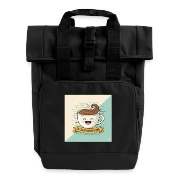 Tasse à café Happy et code - Sac à dos Roll Top à deux anses - noir - Devant