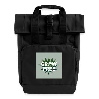 Grow Free Blatt Design - Rolltop Rucksack mit zwei Griffen - Schwarz - Vorne