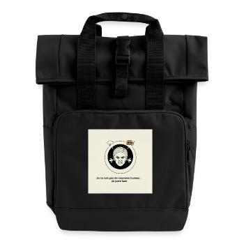 Furious Hunger: Angry Face und Snack - Rolltop Rucksack mit zwei Griffen - Schwarz - Vorne