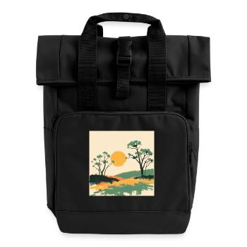 Horizon Solaire et Pins - Sac à dos Roll Top à deux anses - noir - Devant