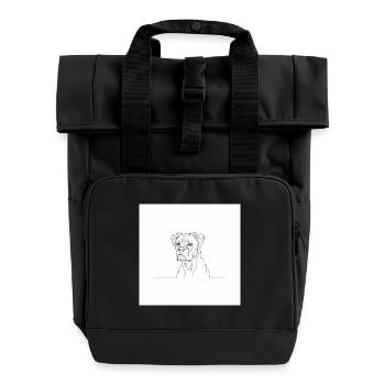 Boxer Hund - Rolltop Rucksack mit zwei Griffen - Schwarz - Vorne
