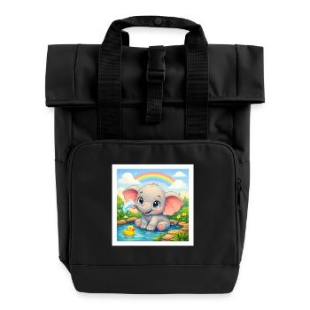 Elli the Elephant - Roll Top Backpack with Two Handles - black - Front