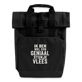 Genialer Fleisch-Tippfehler - Rolltop Rucksack mit zwei Griffen - Schwarz - Vorne