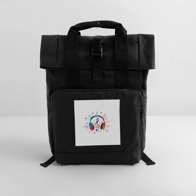 Conception musicale colorée pour casques Sac à dos Roll Top à deux anses