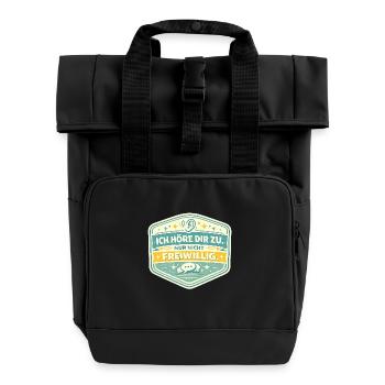 Ich höre dir zu – nicht freiwillig - Rolltop Rucksack mit zwei Griffen - Schwarz - Vorne