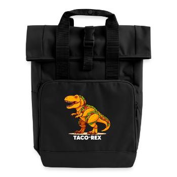 T-Rex Taco Dino - Roll Top Backpack with Two Handles - black - Front