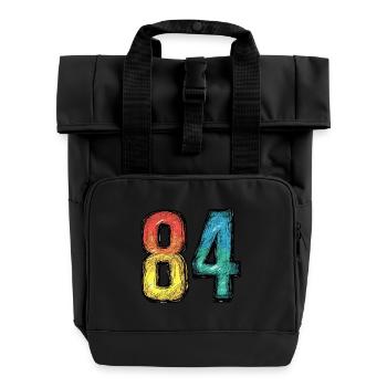 84 Number Comic - Roll Top Backpack with Two Handles - black - Front