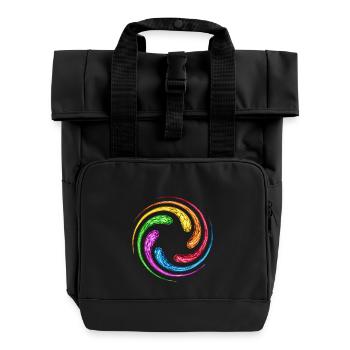 Infinity Spirale Unendlichkeit Steine Regenbogen - Rolltop Rucksack mit zwei Griffen - Schwarz - Vorne