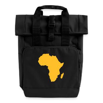 Africa, continent, Europe, Asia, America, South - Roll Top Backpack with Two Handles - black - Front