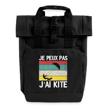 I Can't I Kite Gift Humor - Roll Top Backpack with Two Handles - black - Front