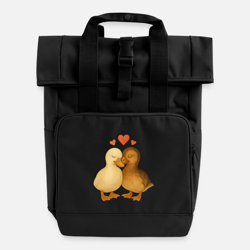 Canard bon, amour bon – canards câlins - Sac à dos Roll Top à deux anses - noir