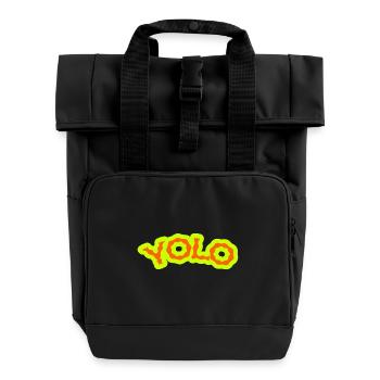 YOLO - Neon PsyPop Retro - Rolltop Rucksack mit zwei Griffen - Schwarz - Vorne
