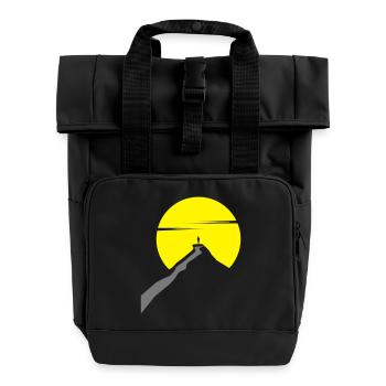 On the way, "Wanderlust" - Roll Top Backpack with Two Handles - black - Front