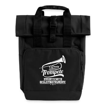 Trompete - Alles andere sind Begleitinstrumente - Rolltop Rucksack mit zwei Griffen - Schwarz - Vorne